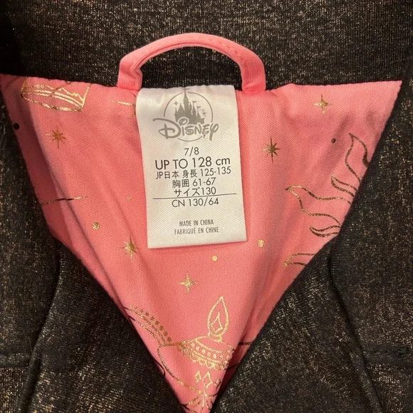 Disney Princess Black Metallic Moto Jacket with pink lining